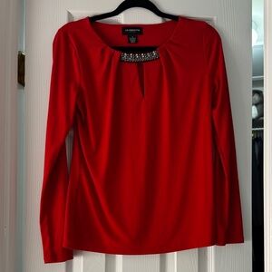 Liz Claiborne Red Long Sleeve Top with Embellishment